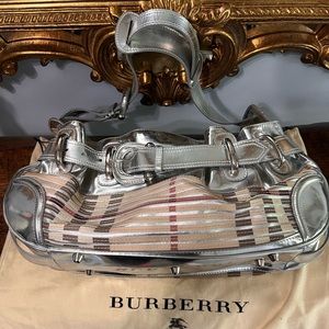 Limited edition Burberry silver and check bag